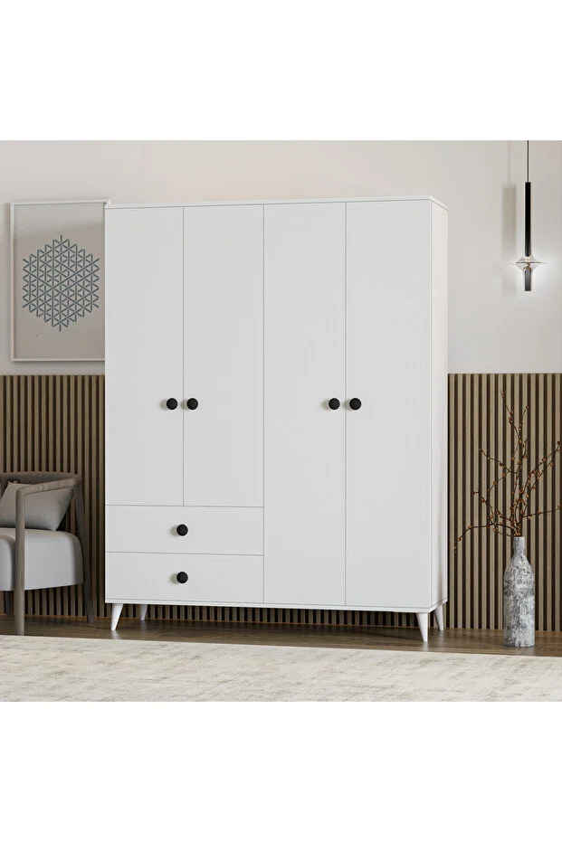 PureOpal Gardırop – 4 Kapak + 2 Çekmece